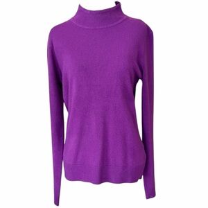 SAG HARBOR Purple Mock Neck Sweater